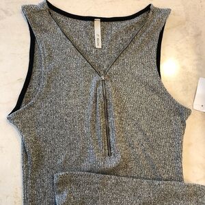 Slim Fit Sleeveless Gray Rib Knit Dress NWT Large